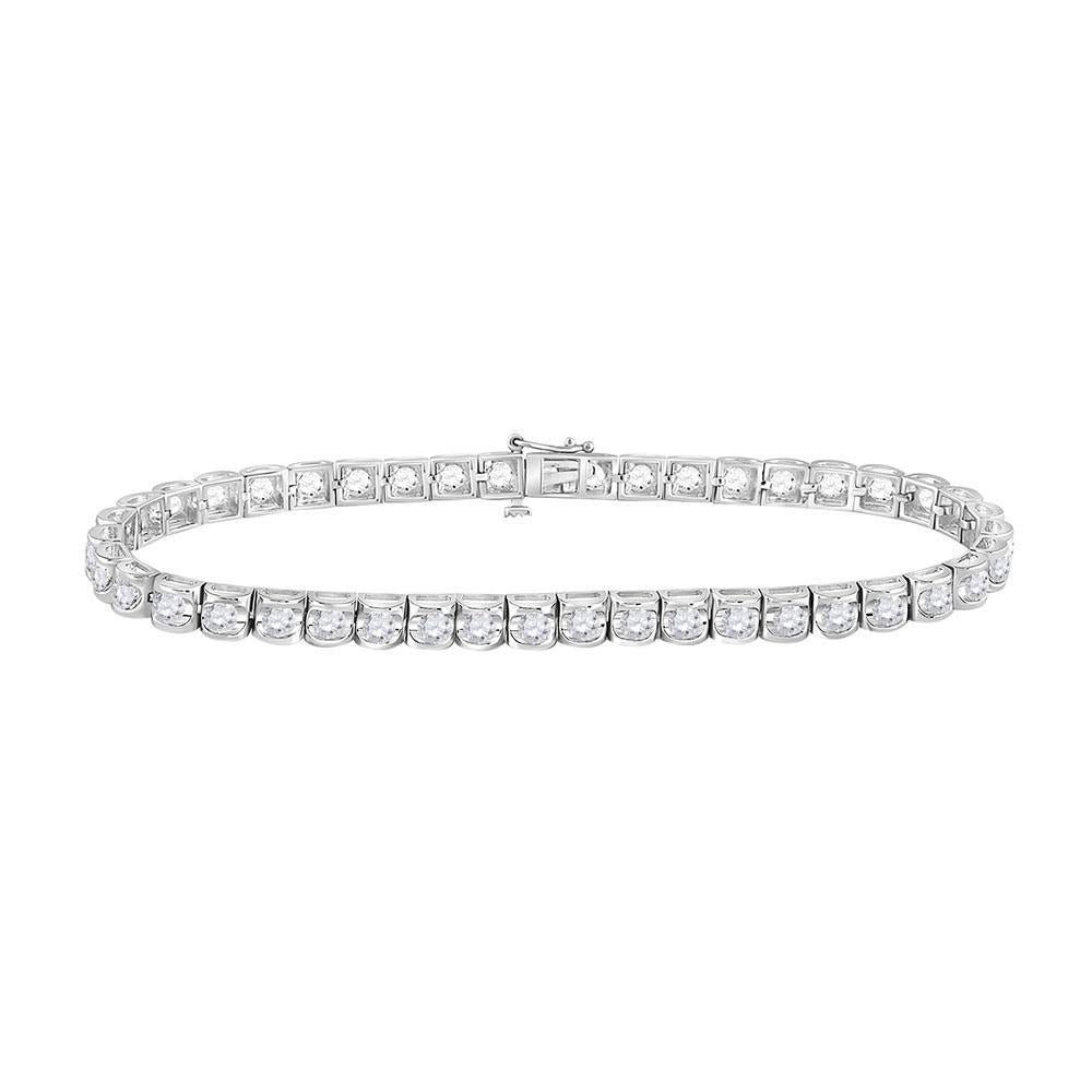 14kt White Gold Womens Round Diamond Studded Tennis Bracelet 2 Cttw