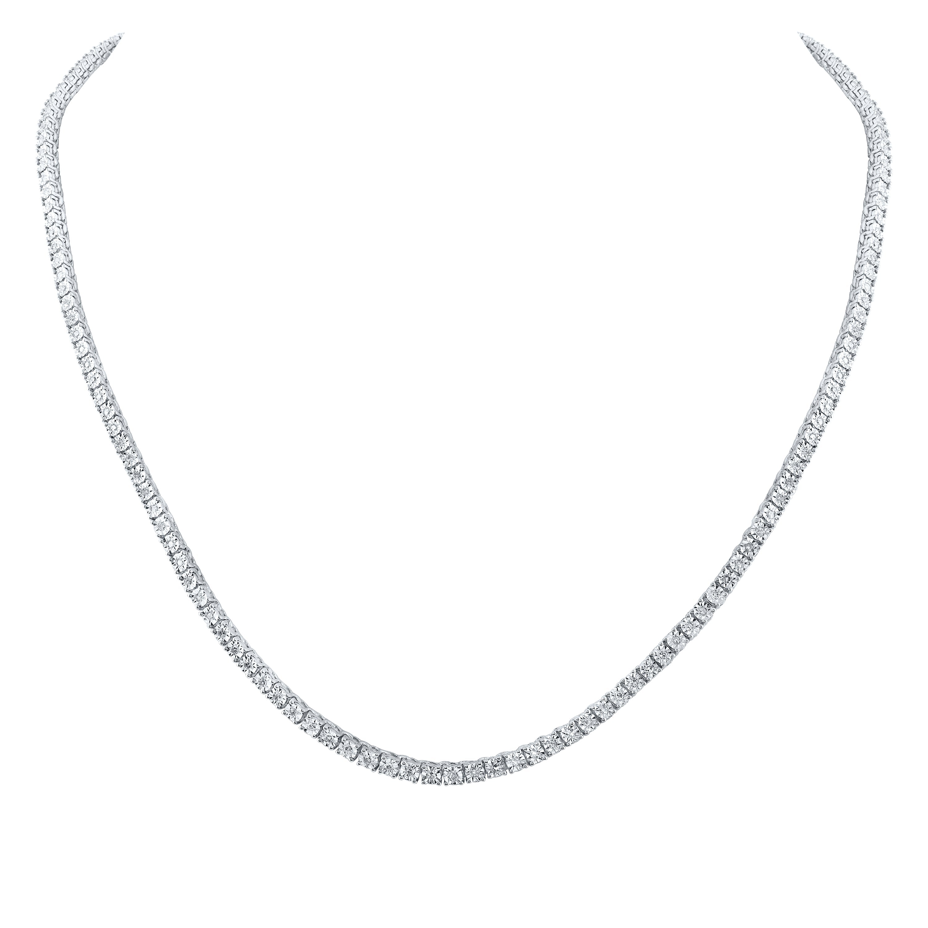 10kt White Gold Mens Round Diamond Single Row Link Chain Necklace 1-1/4 Cttw