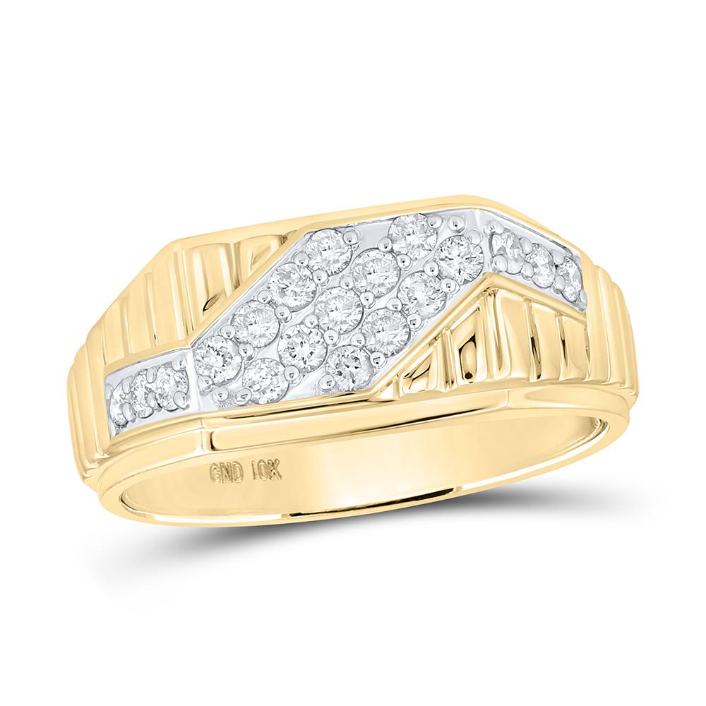 10kt Yellow Gold Mens Round Diamond Band Ring 1/2 Cttw