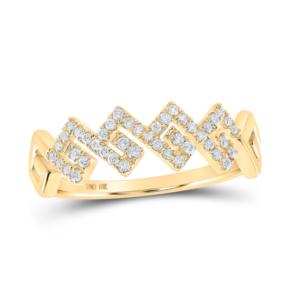 10kt Yellow Gold Womens Round Diamond Stackable Band Ring 1/5 Cttw