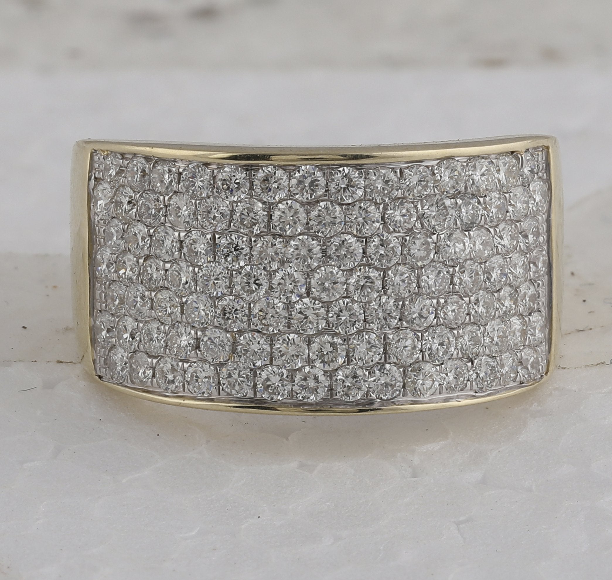 10kt Yellow Gold Womens Round Diamond Pave Band Ring 1-1/2 Cttw