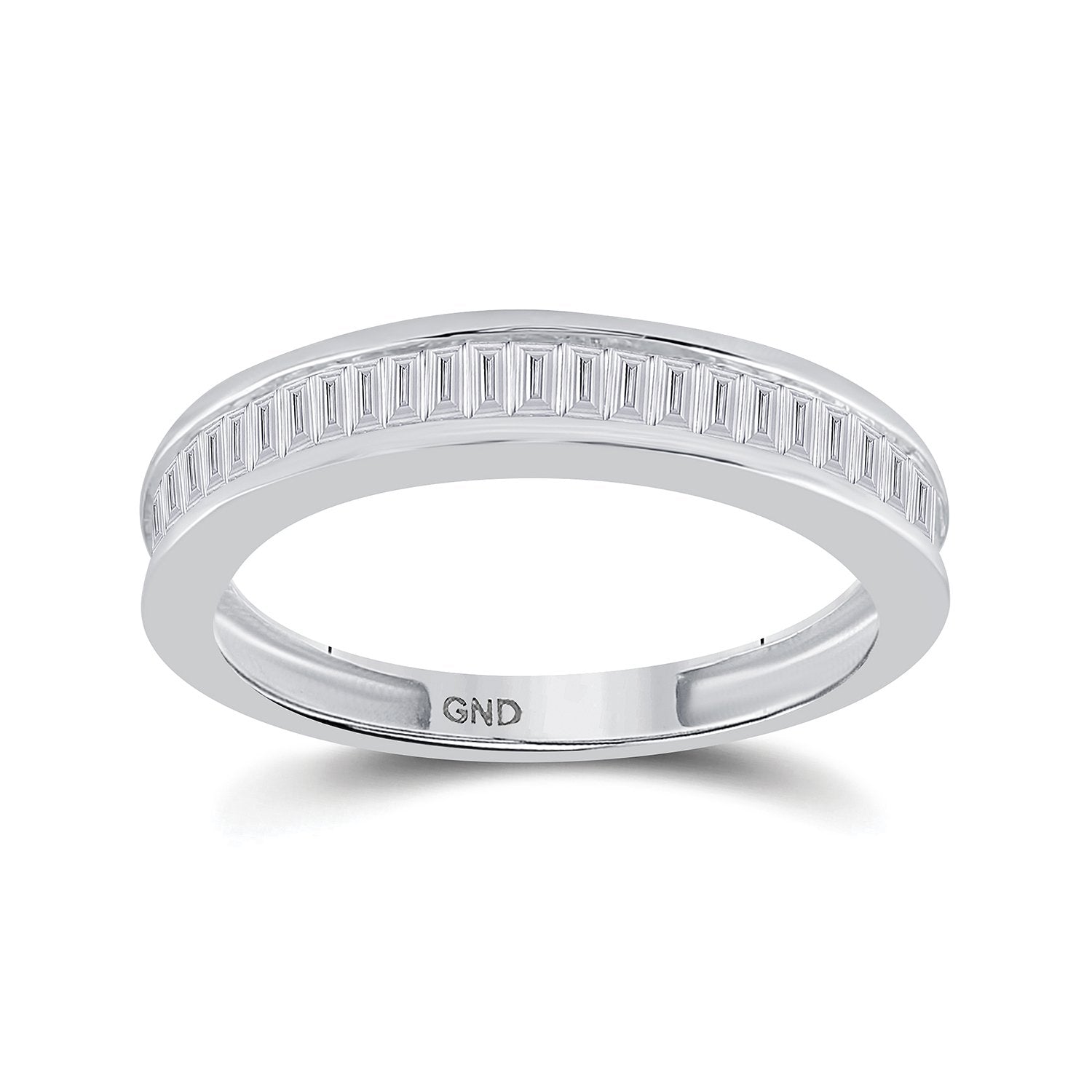 Sterling Silver Womens Baguette Diamond Wedding Band Ring 1/2 Cttw