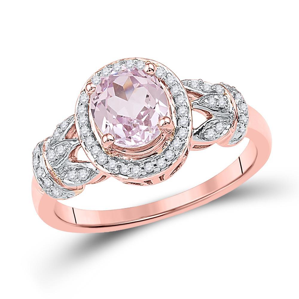 10kt Rose Gold Womens Oval Morganite Diamond Solitaire Ring 1 Cttw