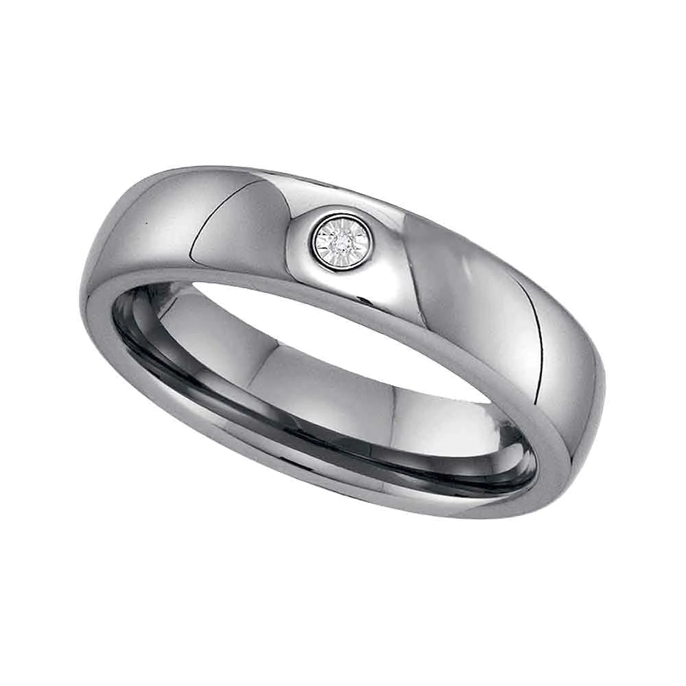 Tungsten Carbide Mens Round Diamond Band Ring .01 Cttw